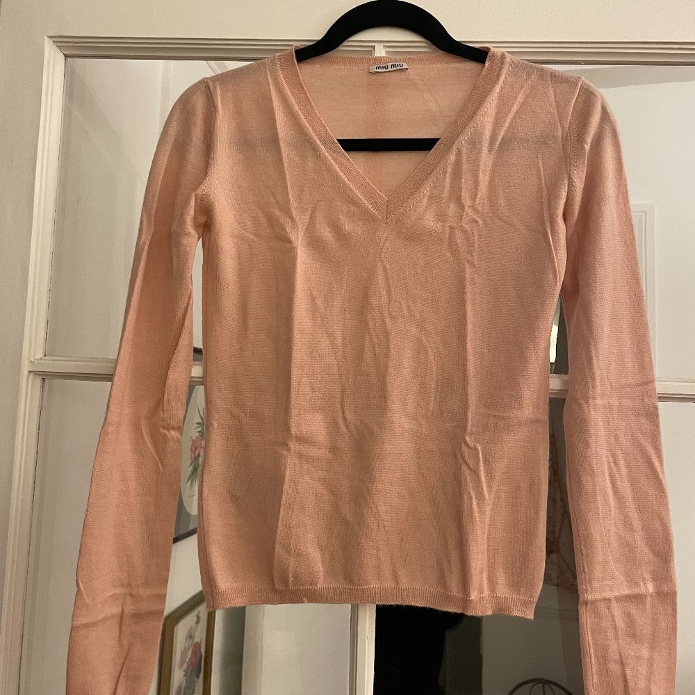 Miu Miu Pale Pink Cashmere and Silk Sweater XS size 40